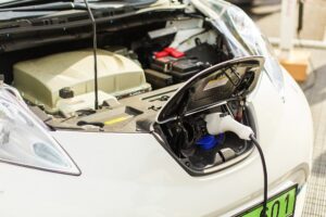 Electric Car in Charging Station. Charging An Electric Car, Future Of Transportation